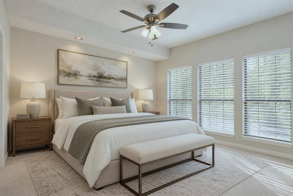3101 Townbluff Drive, #1013, Plano, TX 75075 En suite bath, jetted tub, double closets. Virtual staging