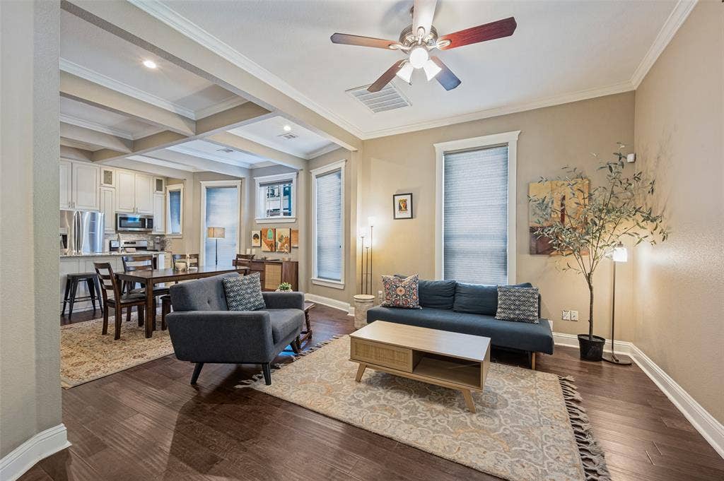 Hardwood-style flooring throughout