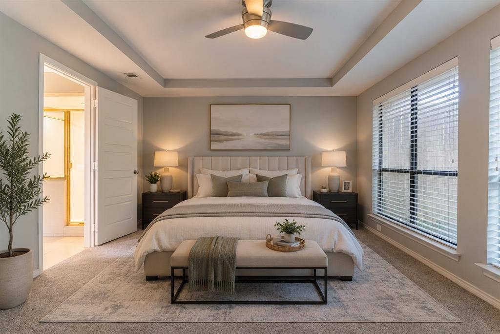 Recessed ceiling with an integrated fan and lighting