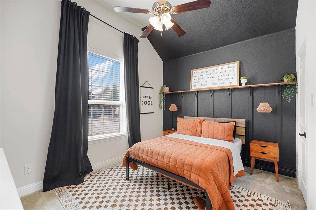 1506 Carnation Street, Celina, TX 75078 Accent wall with vertical paneling and an integrated wood-finish shelf