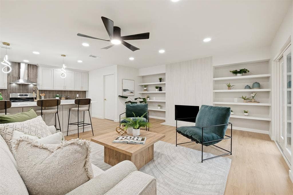 5311 Banting Way, Dallas, TX 75227 Open to kitchen with view of fireplace