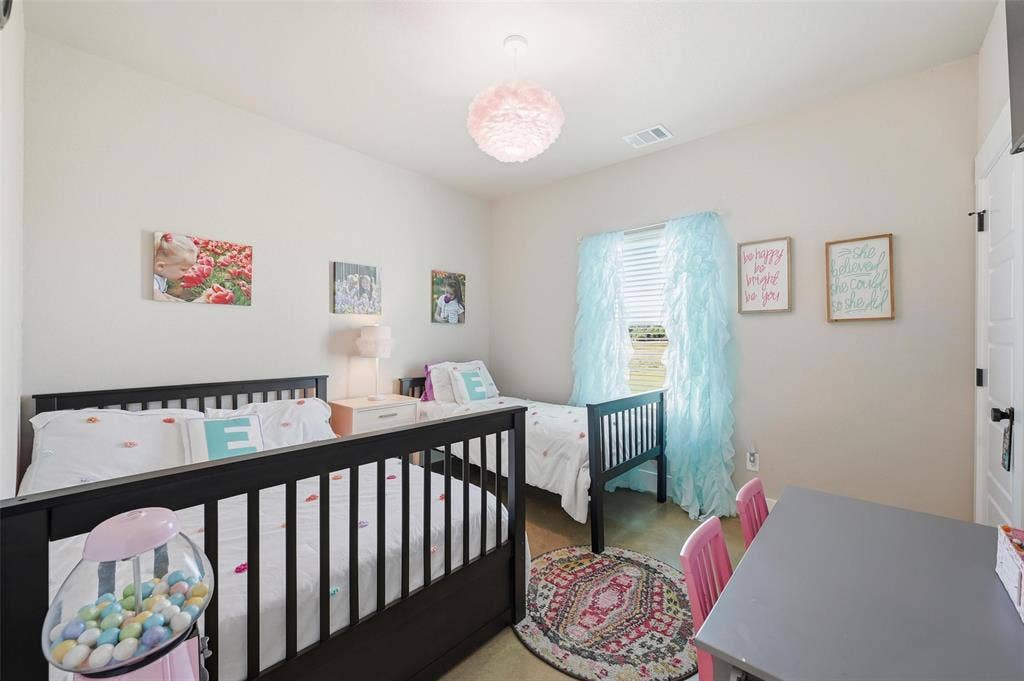 Bedroom featuring carpet