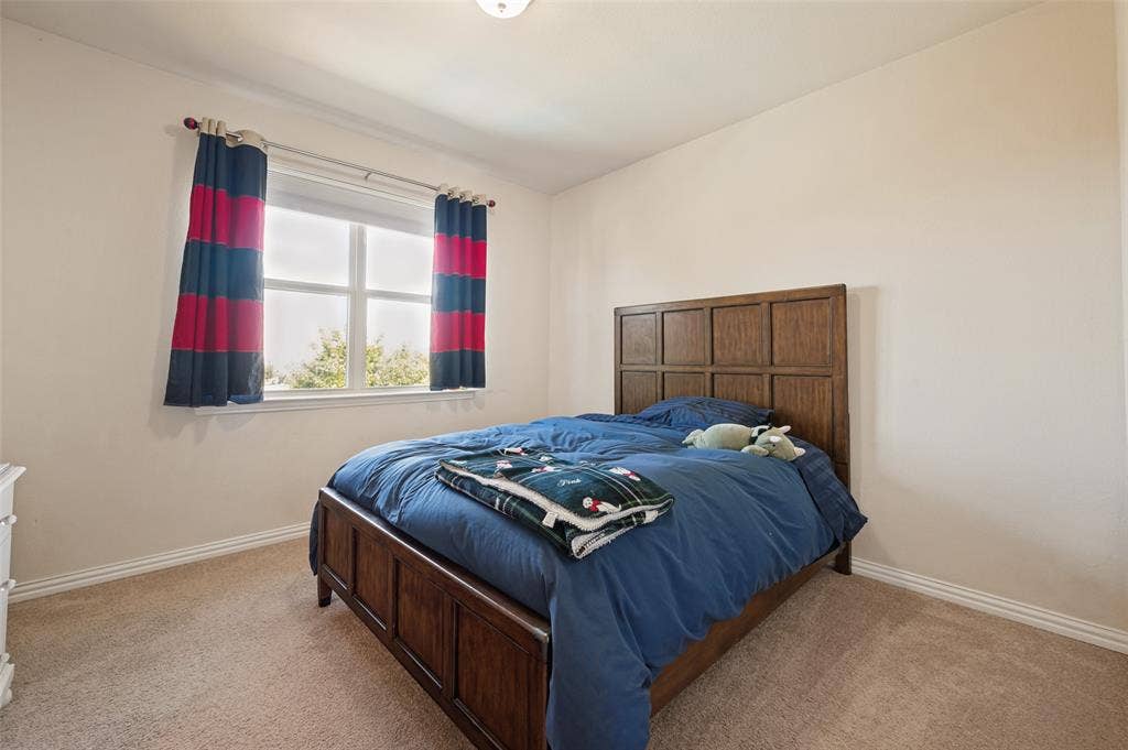 741 Darian Drive, Prosper, TX 75078 Carpeted flooring, neutral wall paint, and a window with white trim