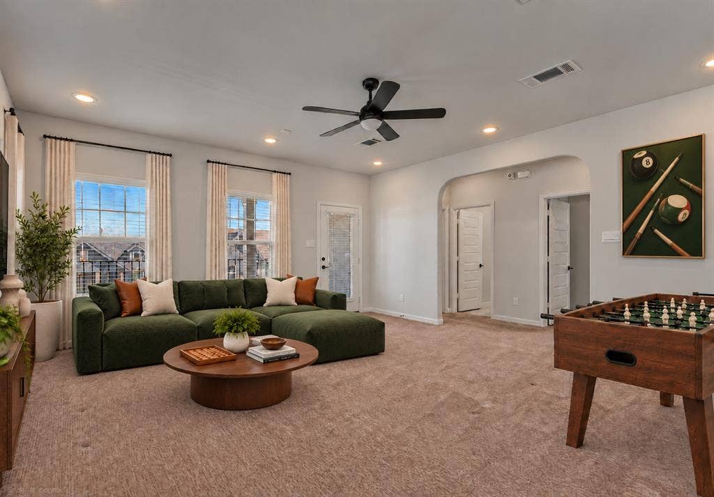 2601 Lafayette Drive, Rowlett, TX 75088 Recessed lighting, ceiling fan, and carpeted flooring