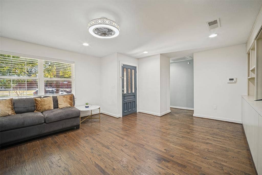 3209 Karla Drive, Mesquite, TX 75150 Wood-finish flooring, recessed lighting, and a decorative ceiling fixture