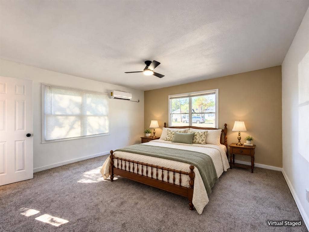 3709 N 22nd Street, Waco, TX 76708 Plush carpeting with neutral wall tones and a ceiling fan
