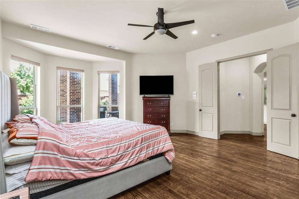 1838 Olney Drive, Allen, TX 75013 Wood-finish flooring, recessed lighting, ceiling fan, and arched doorways