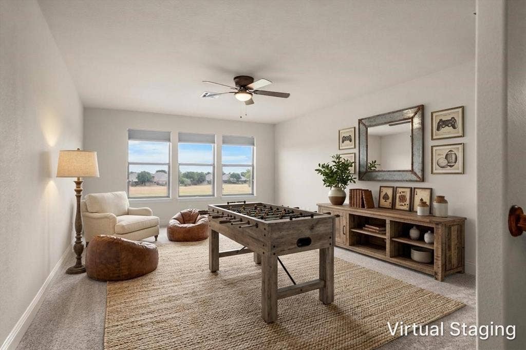 Bonus/flex room styled as a game room, perfect for entertaining