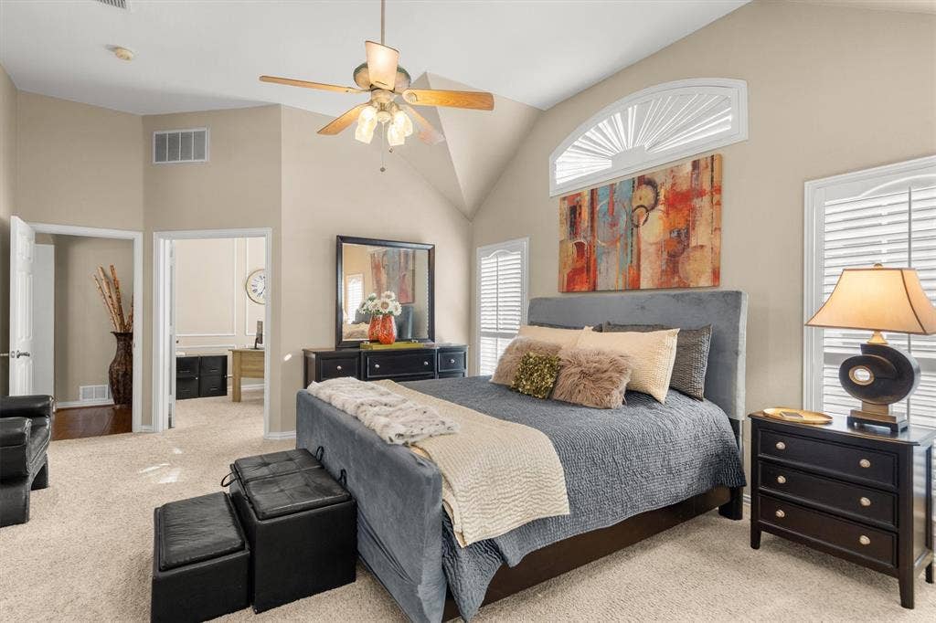 Primary bedroom is very spacious and also has a door to the patio
