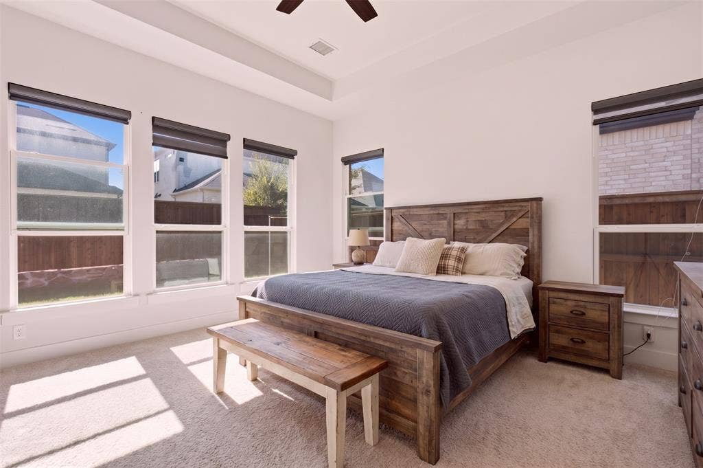 1305 Honey Locust Way, Celina, TX 75009 Sun-filled primary bedroom - virtually staged