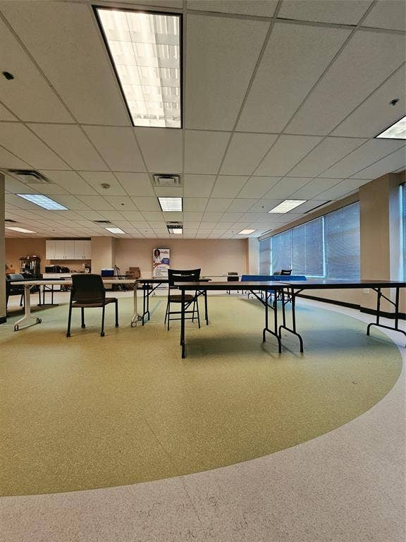 1675 Republic Parkway, #140, Mesquite, TX 75150 Spacious room with dropped ceiling, recessed lighting, and expansive windows