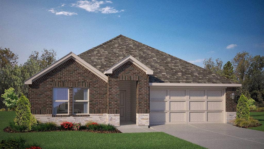 Front Elevation - D.R. Horton's Texas Califloor plan Elevation G - All Home and community information, including pricing, included features, terms, availability and amenities, are subject to change at any time without notice or obligation. All Drawings, pictures, photographs, video, square footages, floor plans, elevations, features, colors and sizes are approximate for illustration purposes only and will vary from the homes as built.