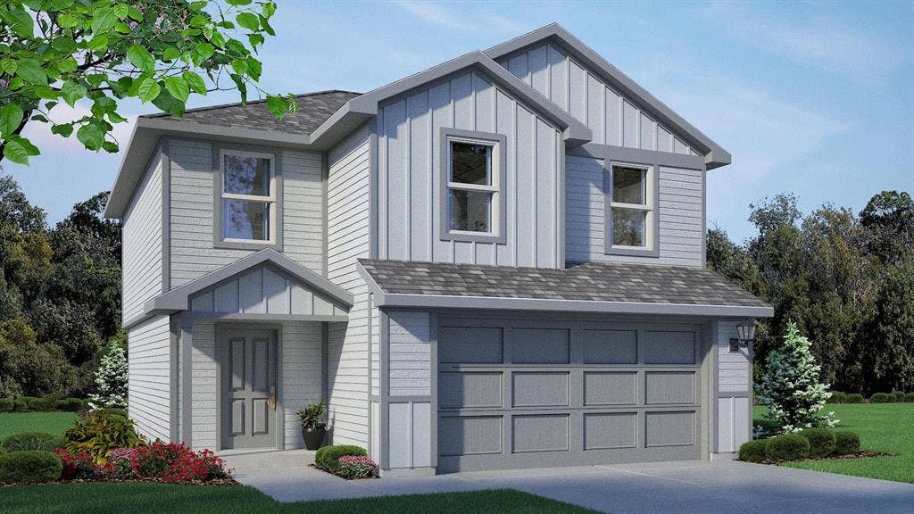 Front Elevation -D.R. Horton's Davis floor plan elevation X-All Home and community information, including pricing, included features, terms, availability and amenities, are subject to change at any time without notice or obligation. All Drawings, pictures, photographs, video, square footages, floor plans, elevations, features, colors and sizes are approximate for illustration purposes only and will vary from the homes as built.