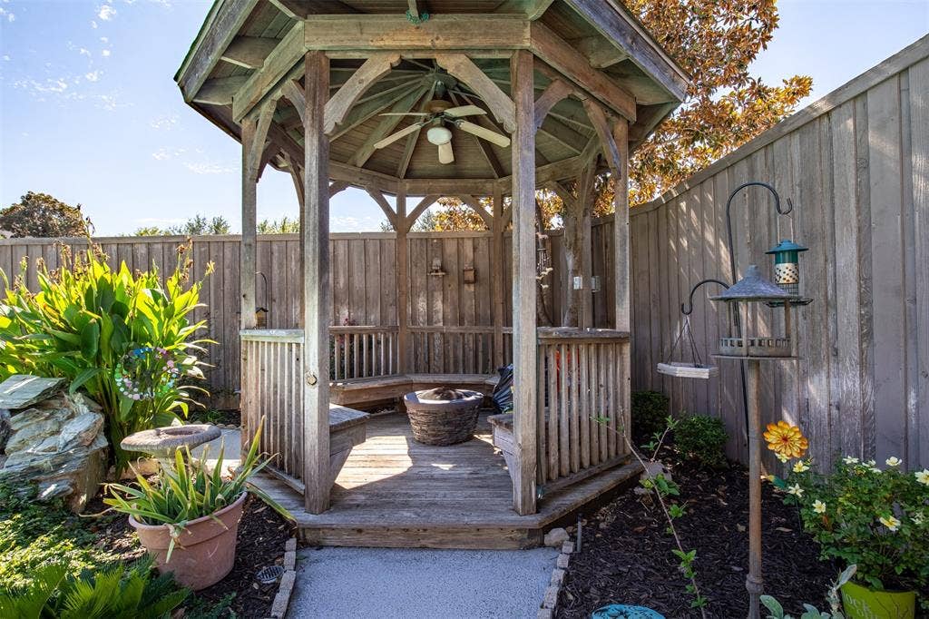Covered gazebo for year-round enjoyment.