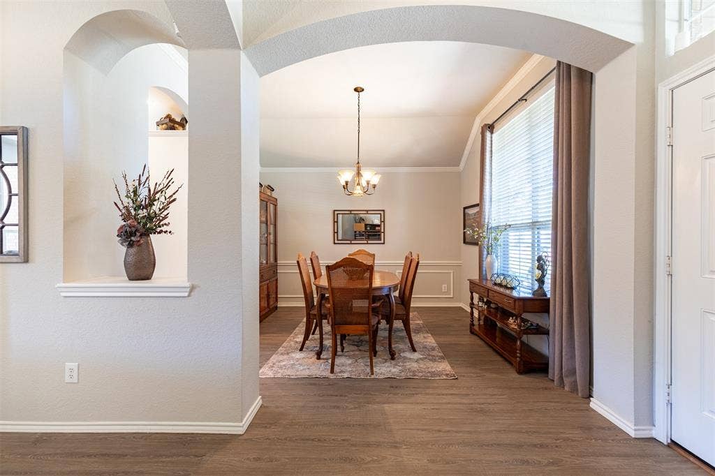 Formal dining area overlooking the front of the home.