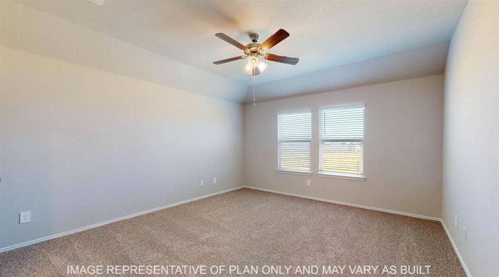 10108 Altair Drive, Waco, TX 76708 Carpeted flooring with light-toned walls, featuring a ceiling fan with integrated lighting