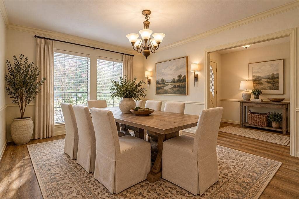 Digitally staged dining room