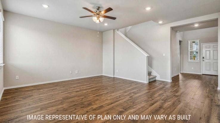 10101 Altair Drive, Waco, TX 76708 Wood-finish flooring throughout the main living area, recessed lighting, and a ceiling fan with integrated light fixture