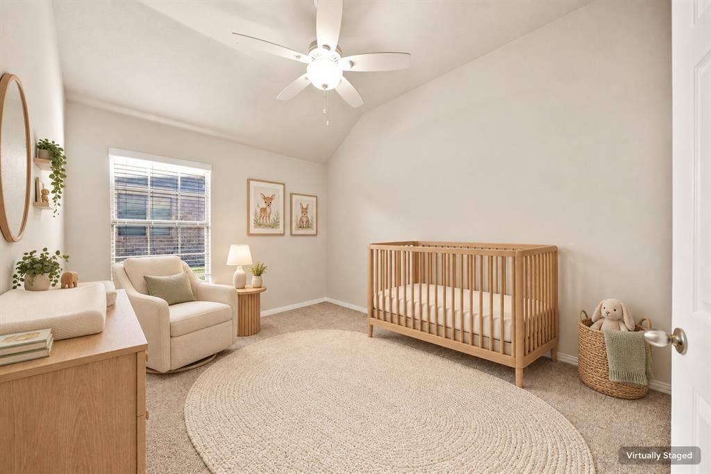 242 Cox Drive, Fate, TX 75087 Vaulted ceiling featuring a ceiling fan