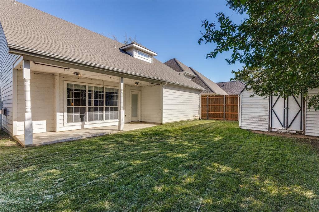 Completely fenced in backyard perfect for families and their pets