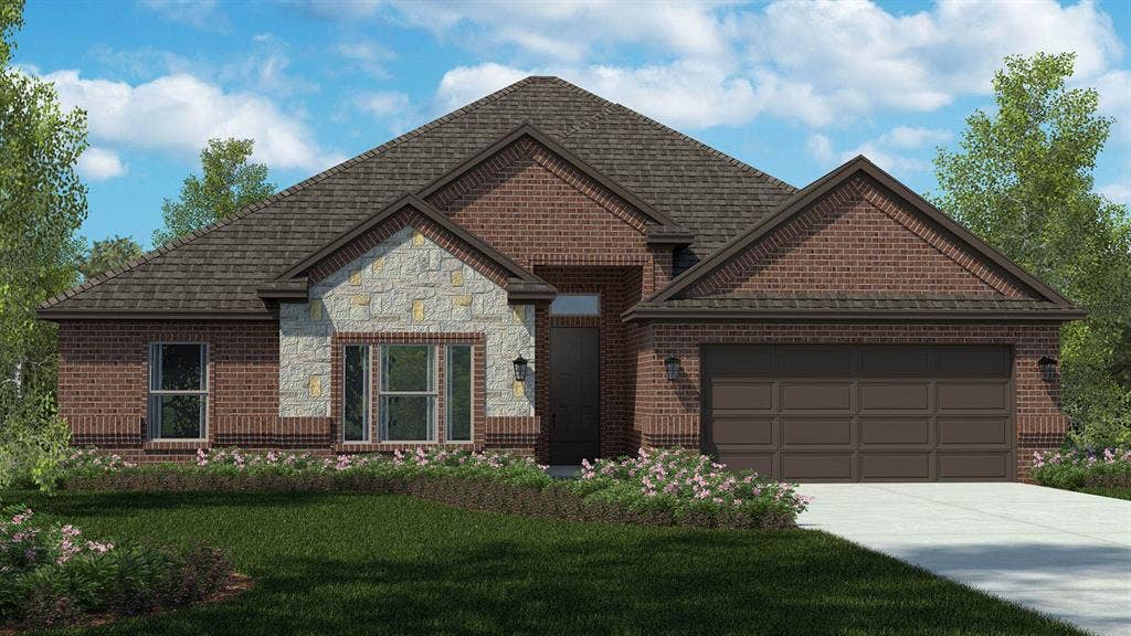 Front Elevation - D.R. Horton's Odessafloor plan Elevation B - All Home and community information, including pricing, included features, terms, availability and amenities, are subject to change at any time without notice or obligation. All Drawings, pictures, photographs, video, square footages, floor plans, elevations, features, colors and sizes are approximate for illustration purposes only and will vary from the homes as built.