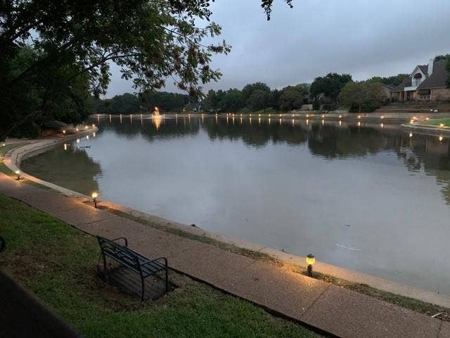 From the deck, night view of the lake