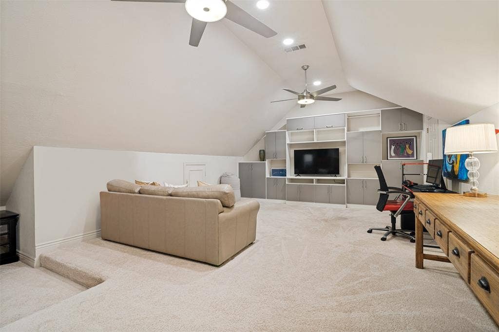 5904 Kensington Drive, Plano, TX 75093 Huge upstairs game room with built ins for storage and display on two walls!