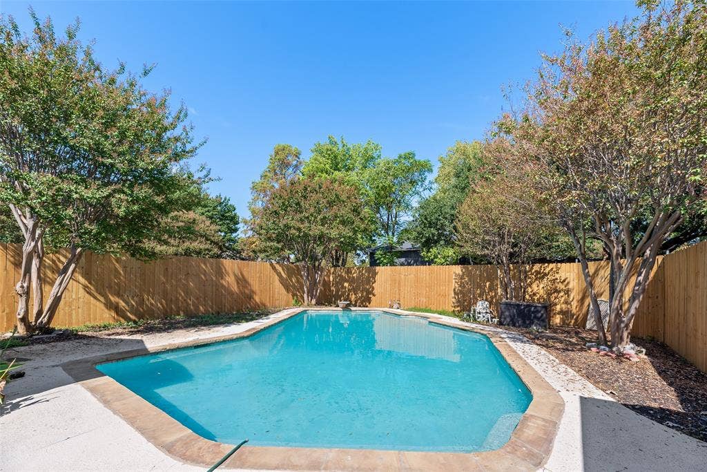 1903 Clemson Drive, Richardson, TX 75081 In-ground swimming pool with stone coping and concrete surround