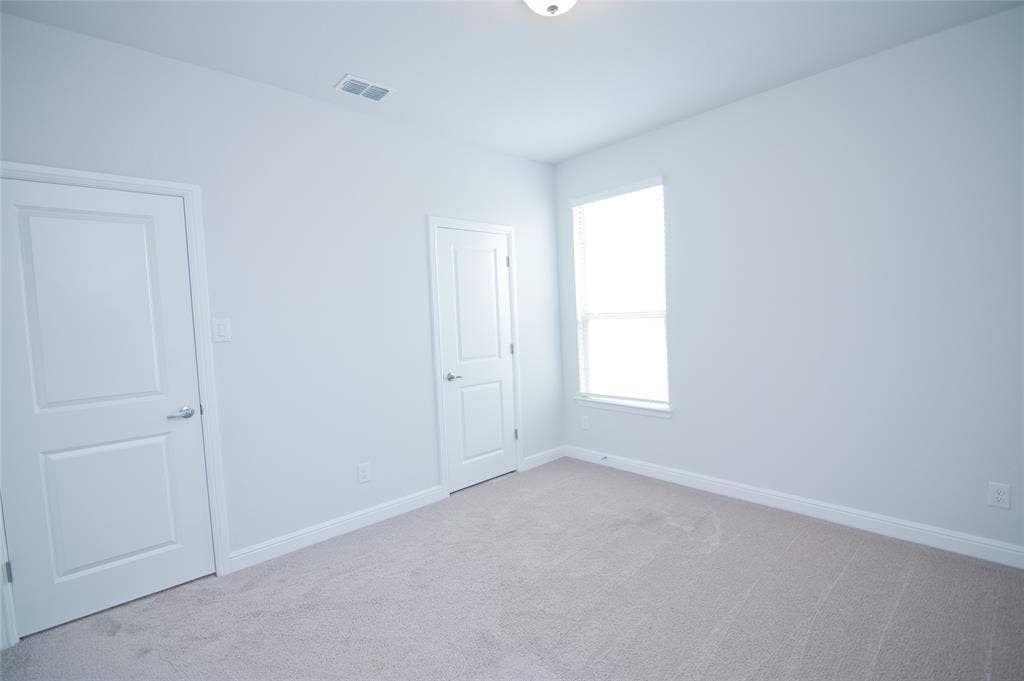 1021 Gillespie Drive, Fort Worth, TX 76247 Neutral color palette, window with natural light, modern panel doors, flush mount ceiling light, carpeted flooring