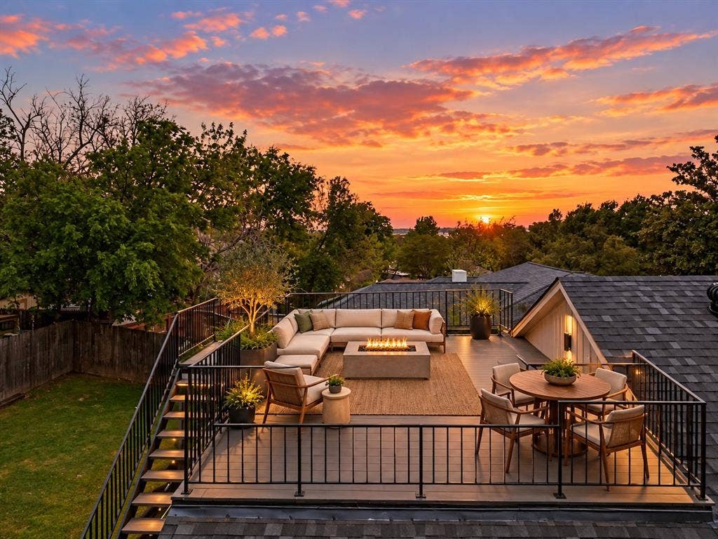Rooftop deck at sunset