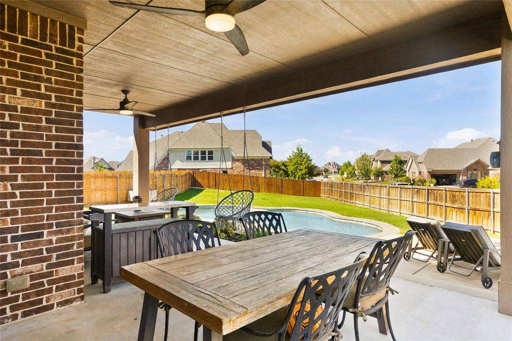 2820 Mariposa Drive, Grand Prairie, TX 75054 Covered patio offering a setting for outdoor dining and entertaining.