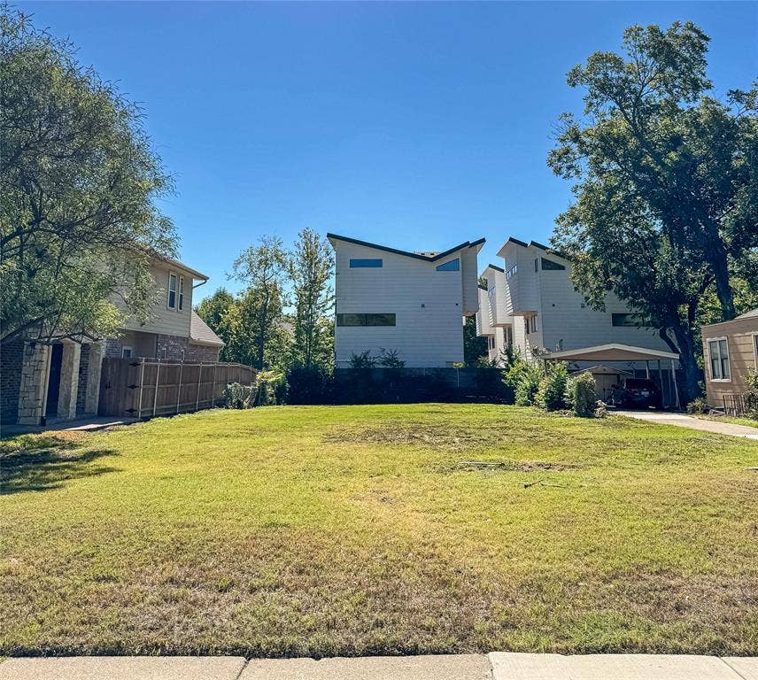 5946 Lewis Street, Dallas, TX 75206 Expansive grassy lot with mature trees at the perimeter