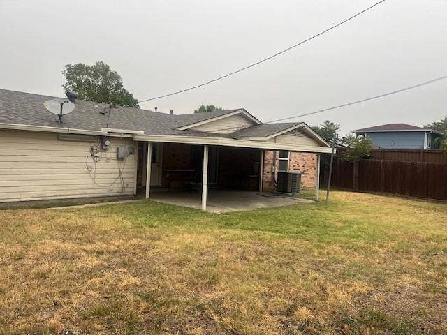 Spacious backyard with mature landscaping and established lawn
