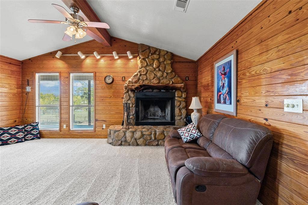 wood burning fireplace