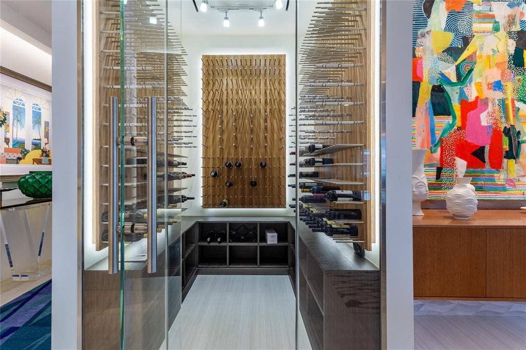 Glass enclosed wine cellar
