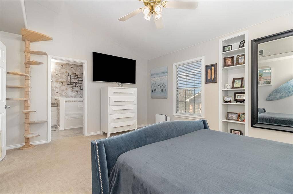 2800 Keller Springs Road, #8C, Carrollton, TX 75006 Plenty of wall space in this primary bedroom for your furnishings, plus enough wall space for TV!