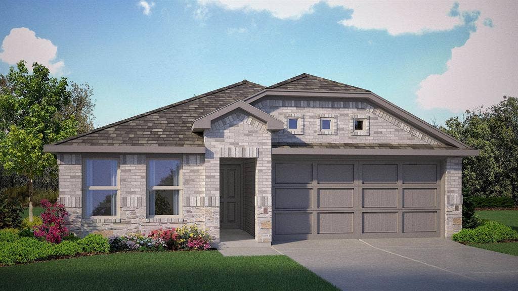 Front Elevation - D.R. Horton'sBaylorfloor plan Elevation C - All Home and community information, including pricing, included features, terms, availability and amenities, are subject to change at any time without notice or obligation. All Drawings, pictures, photographs, video, square footages, floor plans, elevations, features, colors and sizes are approximate for illustration purposes only and will vary from the homes as built.