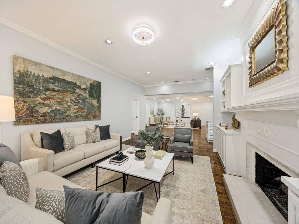5718 Trail Meadow Drive, Dallas, TX 75230 Den opens to the kitchen and main living areas