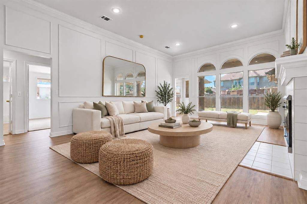 6505 Mission Ridge Road, Plano, TX 75023 Virtually staged great room/living room