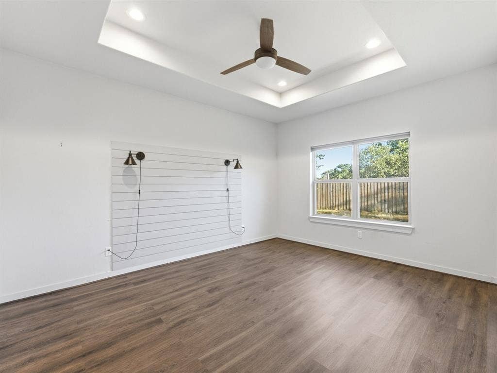 tiered ceiling adds a little extra something to the space