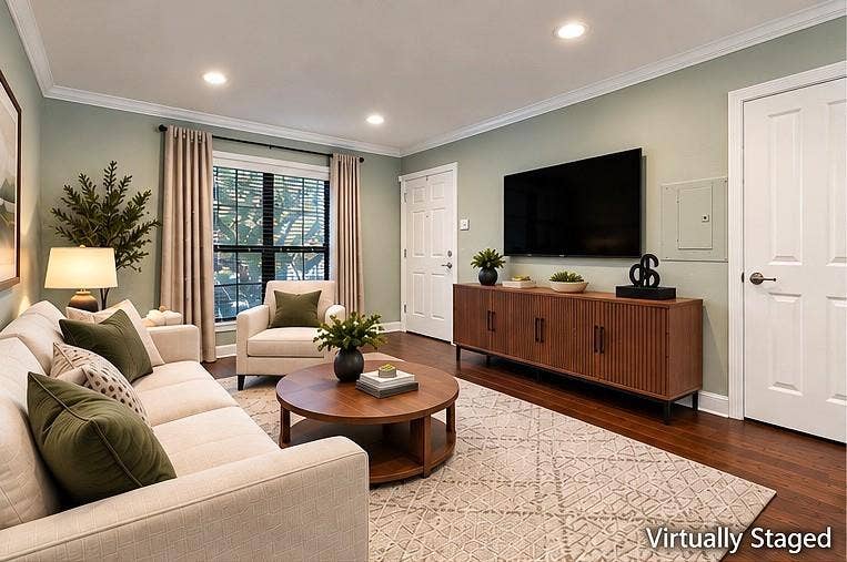 4120 Bowser Avenue, #D, Dallas, TX 75219 Living room view from the dining area