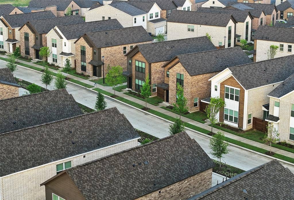 Aerial perspective of suburban area