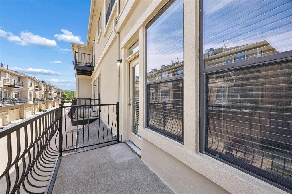 Private balcony with decorative wrought iron railing