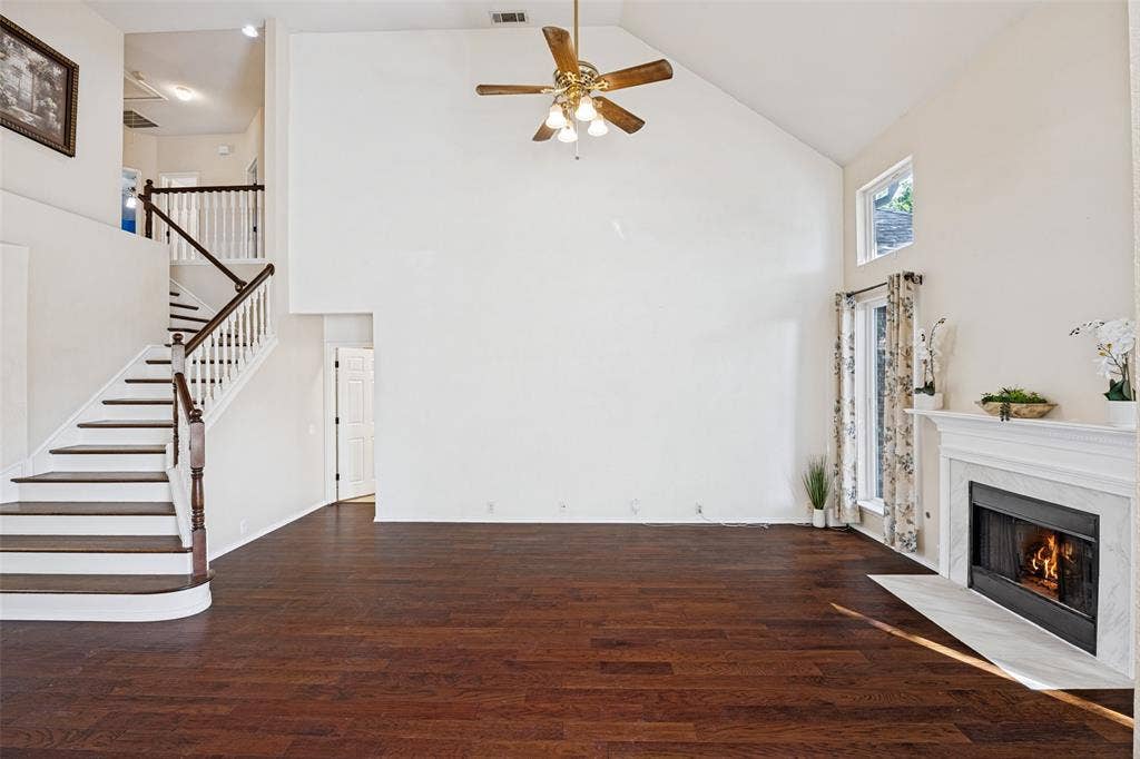 Living area with fireplace