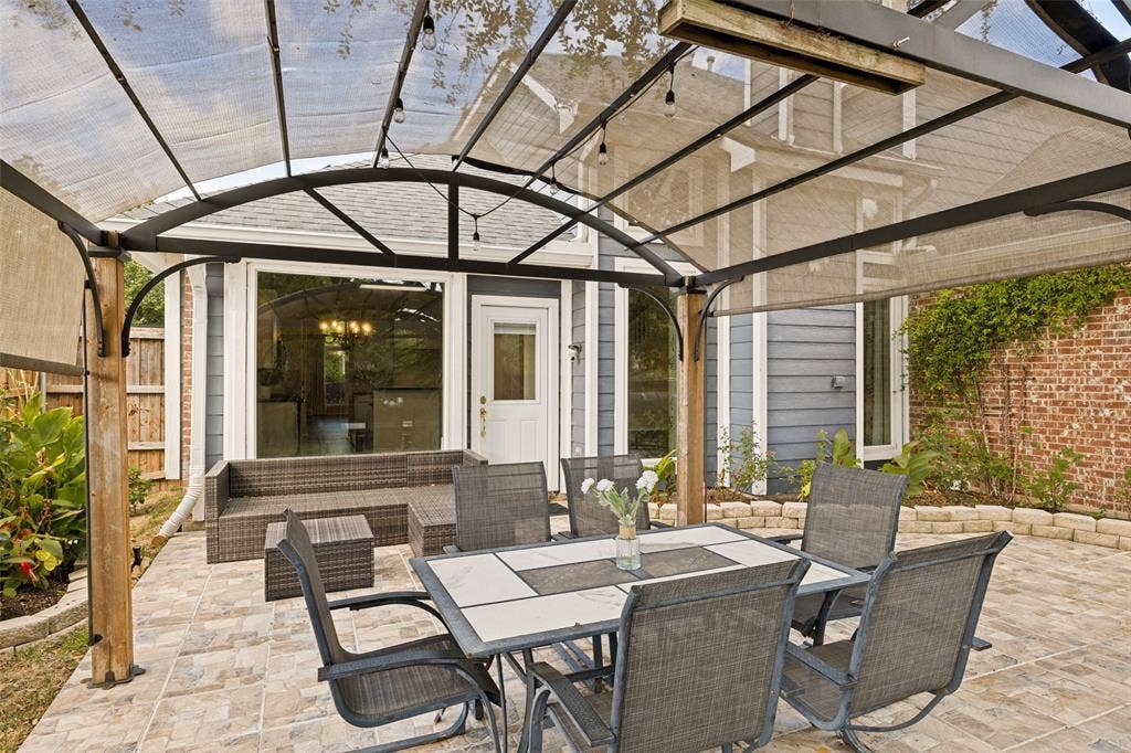 Stone patio and pergola