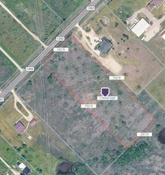 000 FM-1392, Terrell, TX 75160 Aerial map by Google showing the property boundaries and dimensions