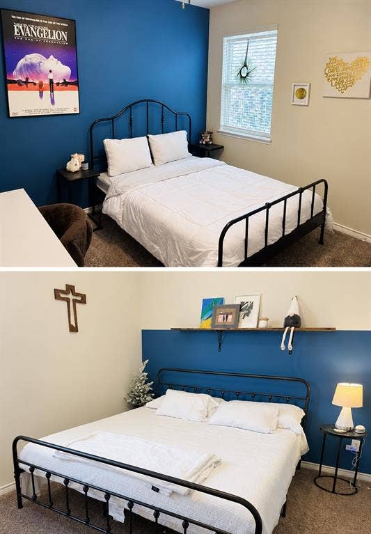 Textured carpeting throughout