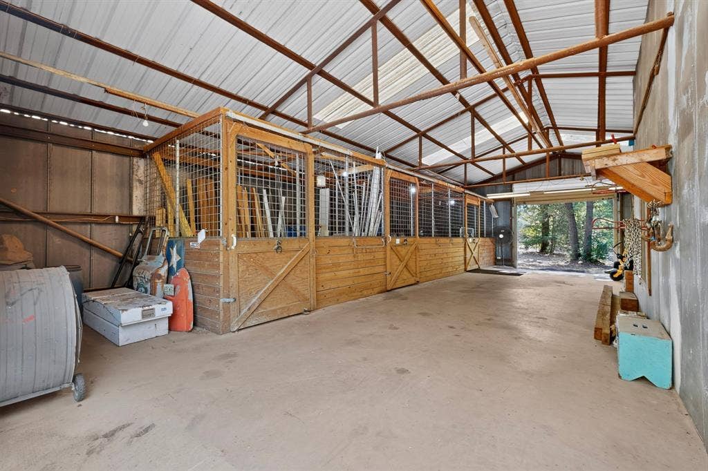 Barn with Concrete Floor, 3 Stalls, Tack Room, 2 Overhead Doors