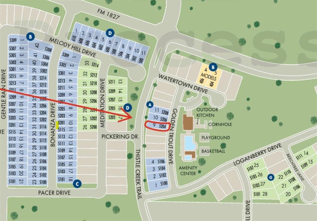 5204 Golden Trout Drive, Princeton, TX 75071 Community Map. Illustrating the property layout with designated plots and features