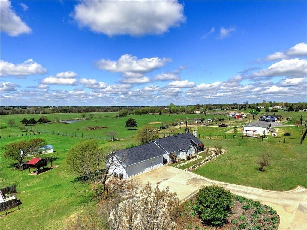 12875 Westover Lane, Anna, TX 75409 Expansive green landscape with a single-story residence, attached garage, and a concrete driveway